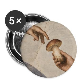 Entstehung des Porcini-Pilz-Tees - Buttons groß 56 mm (5er Pack) - Weiß - Vorne
