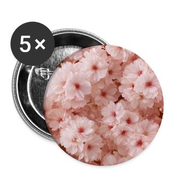 Kirschrosa zarte Blumen - Buttons groß 56 mm (5er Pack) - Weiß - Vorne