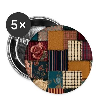 Eklektisches florales Flickwerk - Buttons groß 56 mm (5er Pack) - Weiß - Vorne