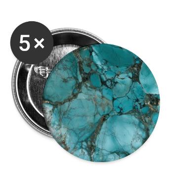 Aquamarin-türkisfarbener Marmor - Buttons groß 56 mm (5er Pack) - Weiß - Vorne