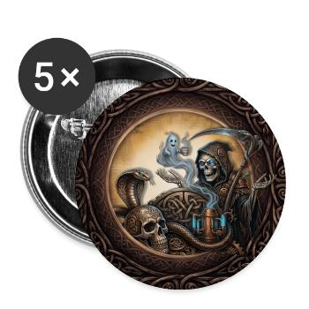 Coffee Break of Death (Steampunk-Stil) - Buttons groß 56 mm (5er Pack) - Weiß - Vorne