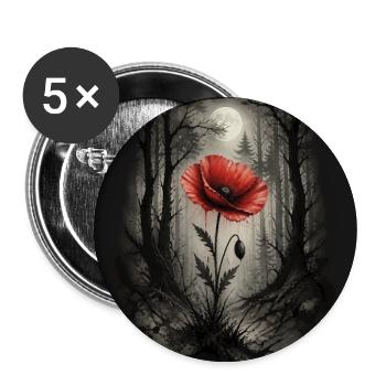 Mohn im dunklen Wald - Buttons groß 56 mm (5er Pack) - Weiß - Vorne