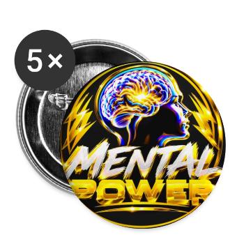 Mentale Stärke Goldenes Gehirn - Buttons groß 56 mm (5er Pack) - Weiß - Vorne