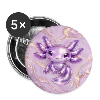 Axolotl Purple Metallic auf Goldmarmor - Buttons groß 56 mm (5er Pack) - Weiß - Vorne