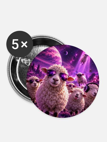 Spacesheep - Buttons groß 56 mm (5er Pack) - Weiß