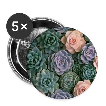 Pastellrosa und Sukkulenten - Buttons groß 56 mm (5er Pack) - Weiß - Vorne