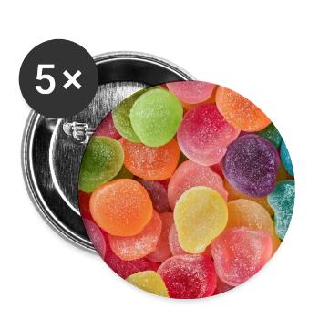 Kandierte Regenbogengummibärchen - Buttons groß 56 mm (5er Pack) - Weiß - Vorne