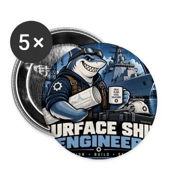 Surface Ship Engineer – Design Build Sail - Buttons groß 56 mm (5er Pack) - Weiß - Vorne