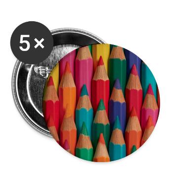 Mehrfarbige Bleistiftpalette - Buttons groß 56 mm (5er Pack) - Weiß - Vorne