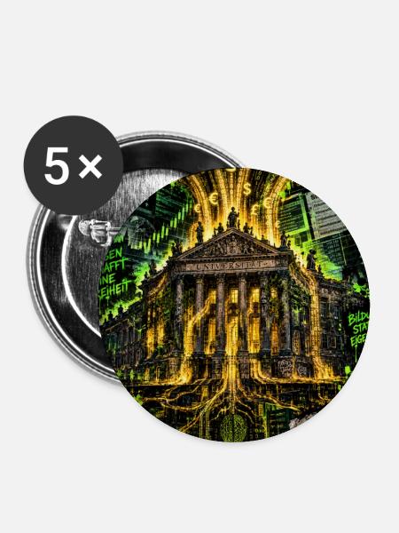 Geistige Freiheit finanzieren 💡 - Buttons groß 56 mm (5er Pack) - Weiß