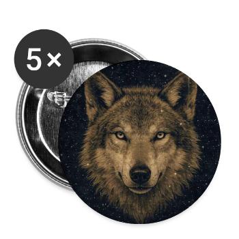 Wolf im Sternenmeer - Buttons groß 56 mm (5er Pack) - Weiß - Vorne