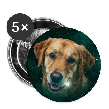 Weltraumhund Sternenpfote - Buttons groß 56 mm (5er Pack) - Weiß - Vorne