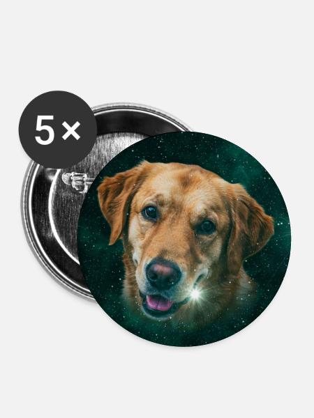 Weltraumhund Sternenpfote - Buttons groß 56 mm (5er Pack) - Weiß