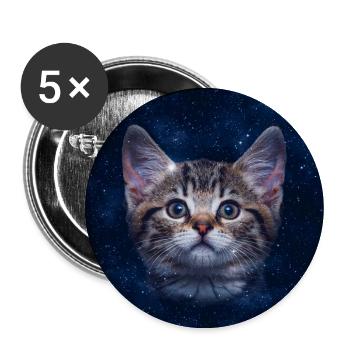 Katzenstern im Weltraum - Buttons groß 56 mm (5er Pack) - Weiß - Vorne