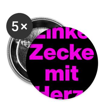 LINKE ZECKE MIT HERZ PINKES STATEMENT GEGEN RECHTS - Buttons groß 56 mm (5er Pack) - Weiß - Vorne