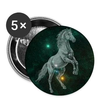 Sternenpferd im All - Buttons groß 56 mm (5er Pack) - Weiß - Vorne