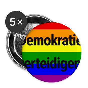 DEMOKRATIE VERTEIDIGEN REGENBOGEN STATEMENT, NOAFD - Buttons groß 56 mm (5er Pack) - Weiß - Vorne