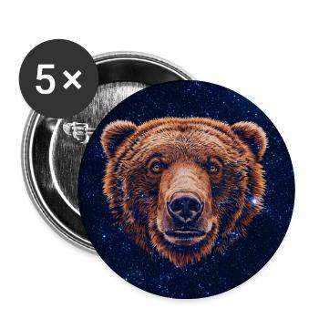 Kosmischer Bärengesicht - Buttons groß 56 mm (5er Pack) - Weiß - Vorne
