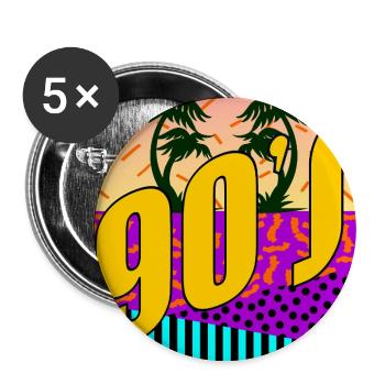 90s Neunziger Jahre - Buttons groß 56 mm (5er Pack) - Weiß - Vorne