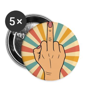 retro_mittelfinger_frau - Buttons groß 56 mm (5er Pack) - Weiß - Vorne