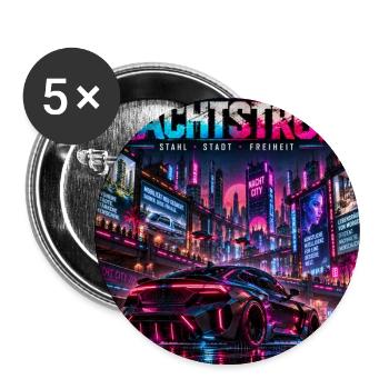 Nachtstrom Neonstadt - Buttons groß 56 mm (5er Pack) - Weiß - Vorne