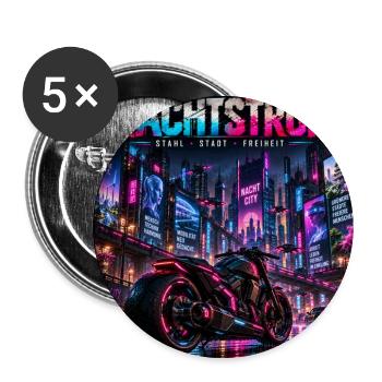 Nachtstrom Neonbike City - Buttons groß 56 mm (5er Pack) - Weiß - Vorne