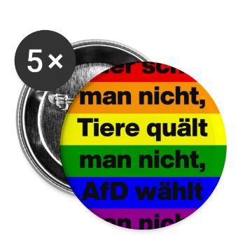 AFD WÄHLT MAN NICHT, KINDER UND TIERE, NO NZS - Buttons groß 56 mm (5er Pack) - Weiß - Vorne