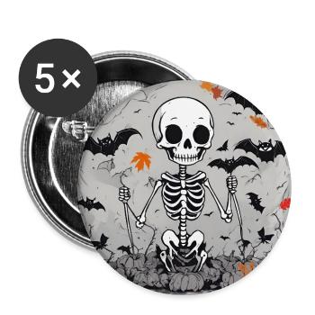 Skelett - Buttons groß 56 mm (5er Pack) - Weiß - Vorne