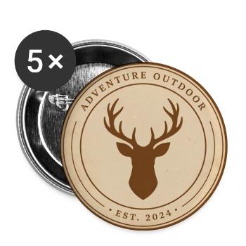 Adventure Outdoor Deer Head - Vintage Hunting Badg - Buttons groß 56 mm (5er Pack) - Weiß - Vorne
