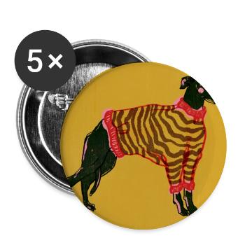 WHIPPET IN STREIFEN - Buttons groß 56 mm (5er Pack) - Weiß - Vorne