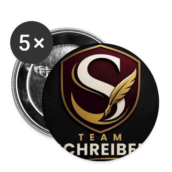 Team Schreiber Nachname Familien Name Teamwork  - Buttons groß 56 mm (5er Pack) - Weiß - Vorne