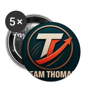Team Thomas Familienname Teamname Unternehmensname - Buttons groß 56 mm (5er Pack) - Weiß - Vorne