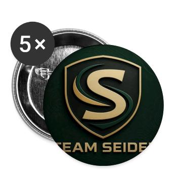 Team Seidel Logo Namenschild Familienname Firmen - Buttons groß 56 mm (5er Pack) - Weiß - Vorne