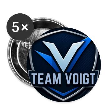 Team Voigt Schild-Logo Familienname Firmenname - Buttons groß 56 mm (5er Pack) - Weiß - Vorne