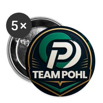 Team Pohl Logo Nachname Name Familie Firma - Buttons groß 56 mm (5er Pack) - Weiß - Vorne
