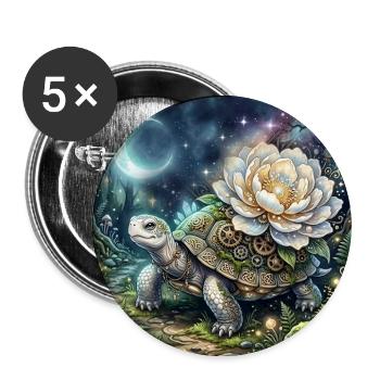 Blume im Mondlicht - Buttons groß 56 mm (5er Pack) - Weiß - Vorne