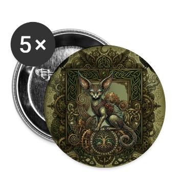 Mystical Long Ears – keltische Steampunk-Familie. - Buttons groß 56 mm (5er Pack) - Weiß - Vorne