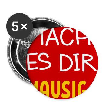 MAUSIGES LEBEN LEBENSMOTTO - Buttons groß 56 mm (5er Pack) - Weiß - Vorne