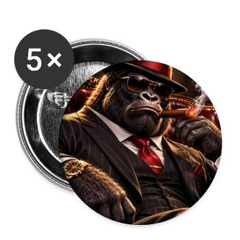 Gorilla-Dandy im Smoking und Zigarre - Buttons groß 56 mm (5er Pack) - Weiß - Vorne