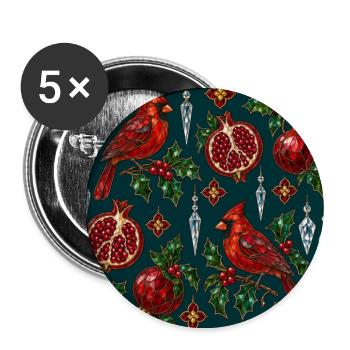 Crimson Cardinal Holiday Mosaik - Buttons groß 56 mm (5er Pack) - Weiß - Vorne