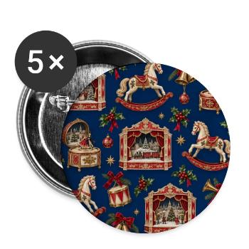 Prunkvolle Weihnachtskarussell-Medley - Buttons groß 56 mm (5er Pack) - Weiß - Vorne