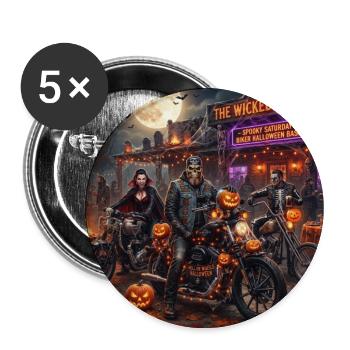The Wicked Spoke Halloween Biker Night - Buttons groß 56 mm (5er Pack) - Weiß - Vorne
