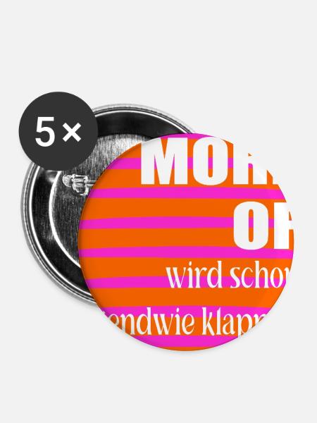 Optimismus Erfolg - Buttons groß 56 mm (5er Pack) - Weiß