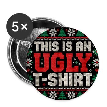 Hässlicher Pullover Winterhemd - Buttons groß 56 mm (5er Pack) - Weiß - Vorne