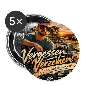Vergessen Verzeihen – SATO | Retro Design - Buttons groß 56 mm (5er Pack) - Weiß - Vorne