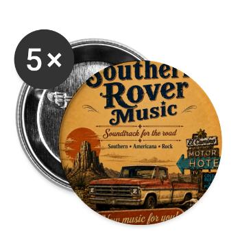 Southern Rover Musik – Roadtrip Vintage - Buttons groß 56 mm (5er Pack) - Weiß - Vorne