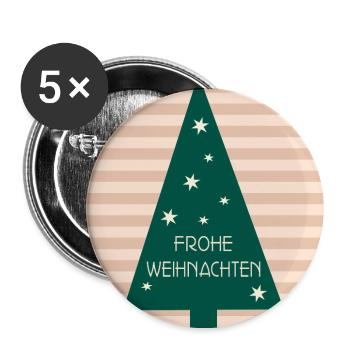 Frohe Weihnachten Weihnachtsbaum - Buttons groß 56 mm (5er Pack) - Weiß - Vorne