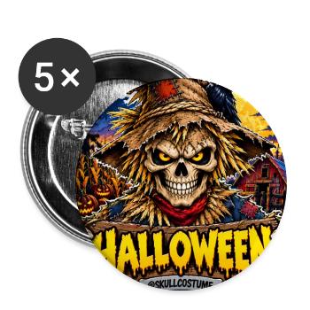 SkullCostume Halloween Edition: Die Vogelscheuche - Buttons groß 56 mm (5er Pack) - Weiß - Vorne