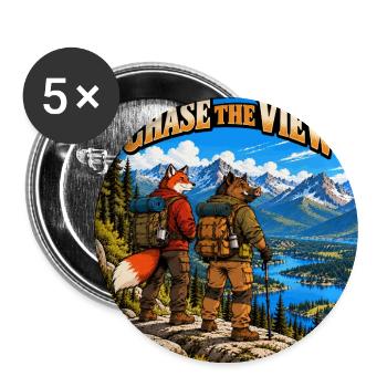 Fuchs und Wildschwein auf einer Wanderung – Wildes Abenteuer - Buttons groß 56 mm (5er Pack) - Weiß - Vorne