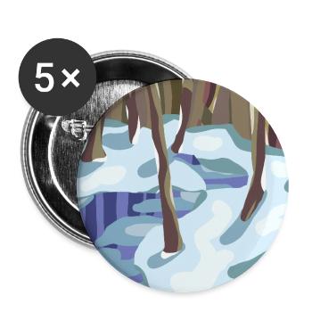 Pastell-Stil Winterwald - Buttons groß 56 mm (5er Pack) - Weiß - Vorne